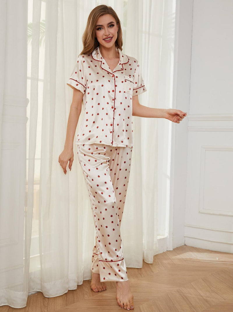 Contrast Piping Pocketed Top and Pants Lounge Set Trandify deal