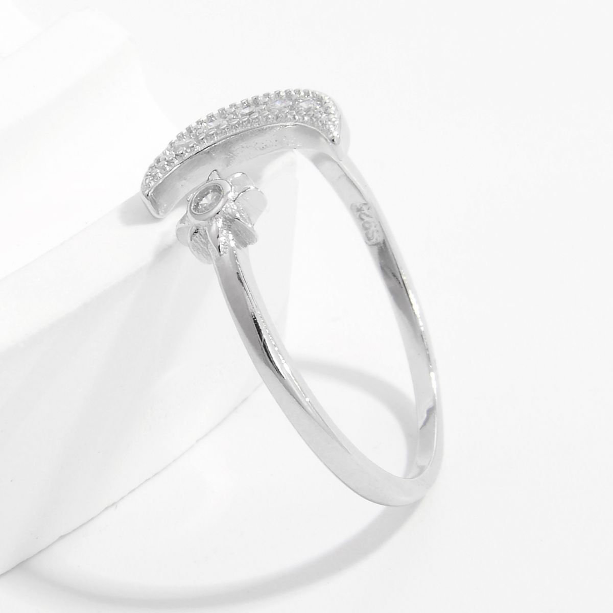 925 Sterling Silver Moon Open Ring Trandify Deal