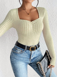 Honey Ribbed Long Sleeve T-Shirt Trandify Deal