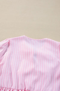 Women's Striped Peplum Blouse with Tie-Front Detail – Trendy Tops for Women