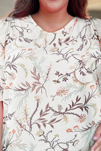 Plus Size Floral Fuff Sleeve Top Trandify deal