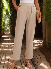 Ruched Half Elastic Waist Pants Trandify deal