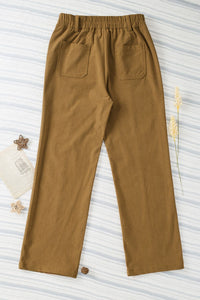 Half Elastic Waist Straight Pants Trandify Deal