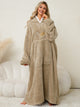 Pocketed Contrast Long Sleeve Hooded Lounge Dress Trandify Deal