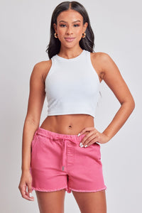 YMI Jeanswear Full Size Drawstring Raw Hem Shorts Trandify deal