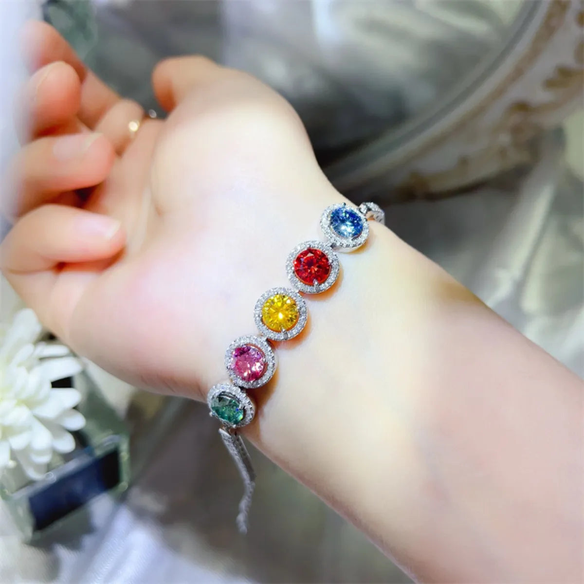 5 Carat Moissanite Sterling Silver Tennis Bracelet for Women – Sparkling Elegant Jewelry Gift
