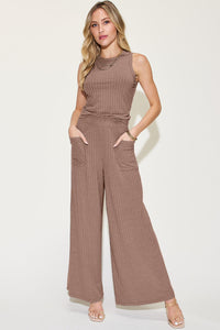 Basic Bae Full Size Ribbed Tank and Wide Leg Pants Set Trandify Deal