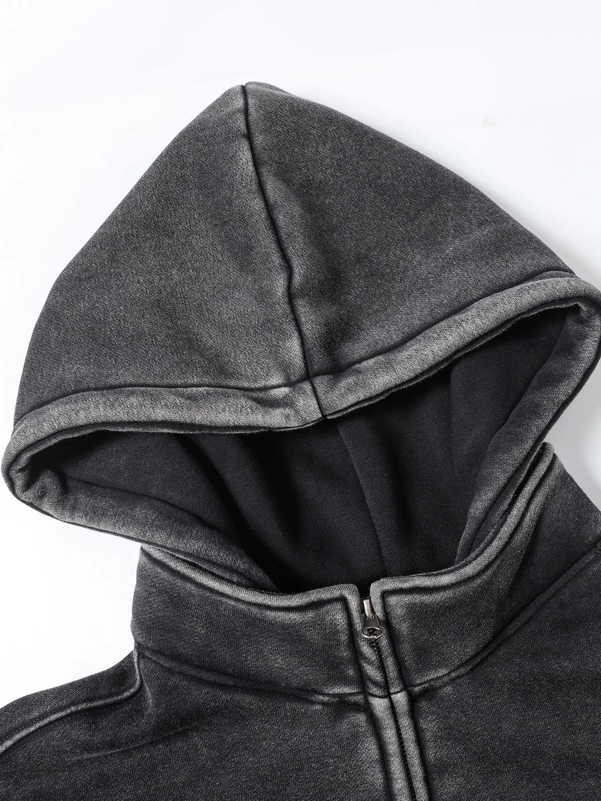 Men’s Distressed Zip-Up Hoodie – Soft Washed Cotton Streetwear Pullover