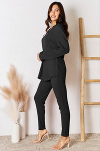 Basic Bae Full Size Notched Long Sleeve Top and Pants Set Trandify Deal