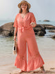 Plus Size Button Up Half Sleeve Top and Pants Set Trandify deal