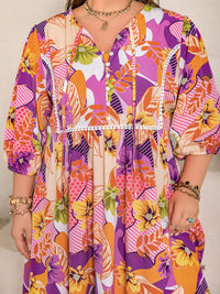 Plus Size Printed Tie Neck Maxi Dress Trandify Deal