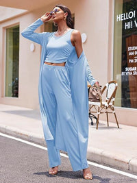 Drawstring Tank, Long Sleeve Cover Up and Pants Set Trandify Deal