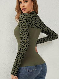 Heart Mock Neck Long Sleeve T-Shirt Trandify Deal