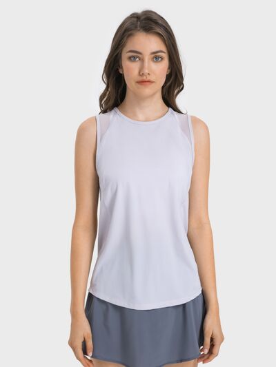 Women’s Cutout Back Active Tank Top – Cropped Yoga Tee for Workouts