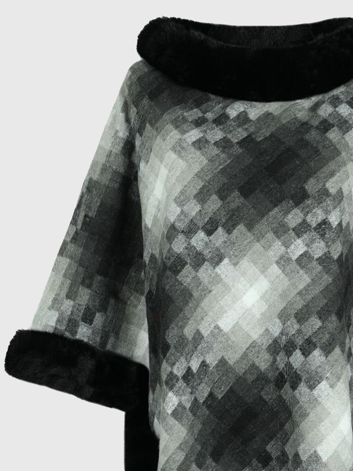 Faux Fur Trim Poncho Trandify Deal