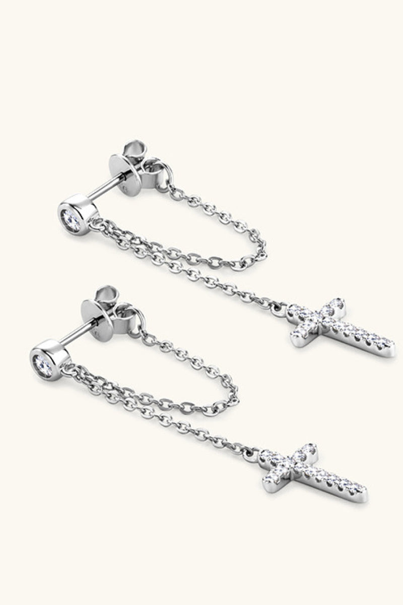 Moissanite 925 Sterling Silver Cross Earrings Trandify Deal