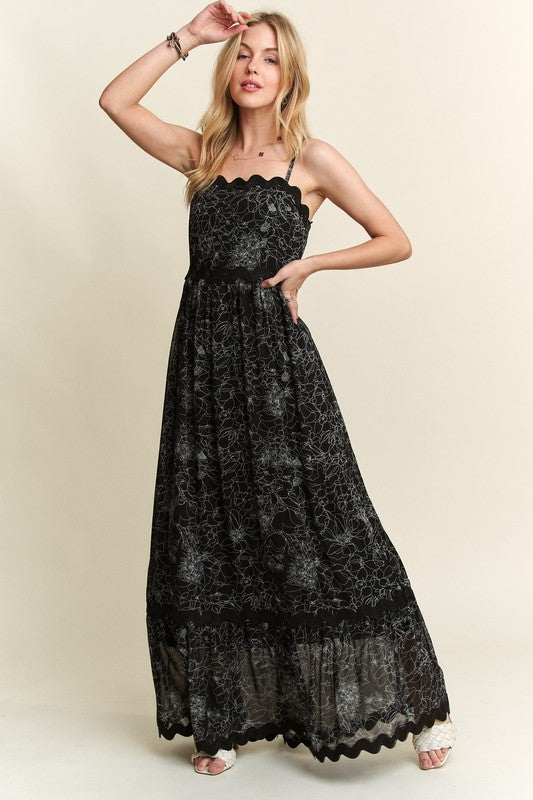 ADORA Floral Adjustable Strap Maxi Cami Dress Trandify Deal