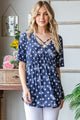 Heimish Full Size Short Sleeve Crisscross Star Babydoll Top Trandify deal