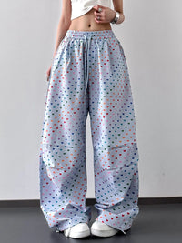 Plus Size Drawstring Joggers with Floral Heart Design – Trendy Comfortable Women’s Pants