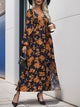 Split Printed Surplice Long Sleeve Midi Dress Trandify Deal