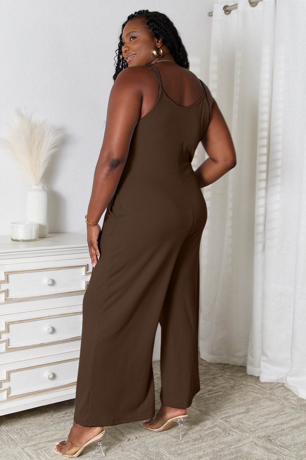 Basic Bae Full Size Spaghetti Strap V-Neck Jumpsuit Trandify deal