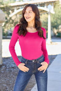 Basic Bae Full Size Round Neck Long Sleeve Bodysuit Trandify Deal