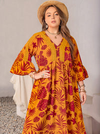 Plus Size Lace Detail Printed V-Neck Maxi Dress Trandify Deal