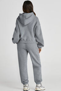 Dropped Shoulder Hooded Top and Pants Active Set Trandify Deal