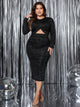 Plus Size Cutout Slit Round Neck Long Sleeve Dress Trandify Deal
