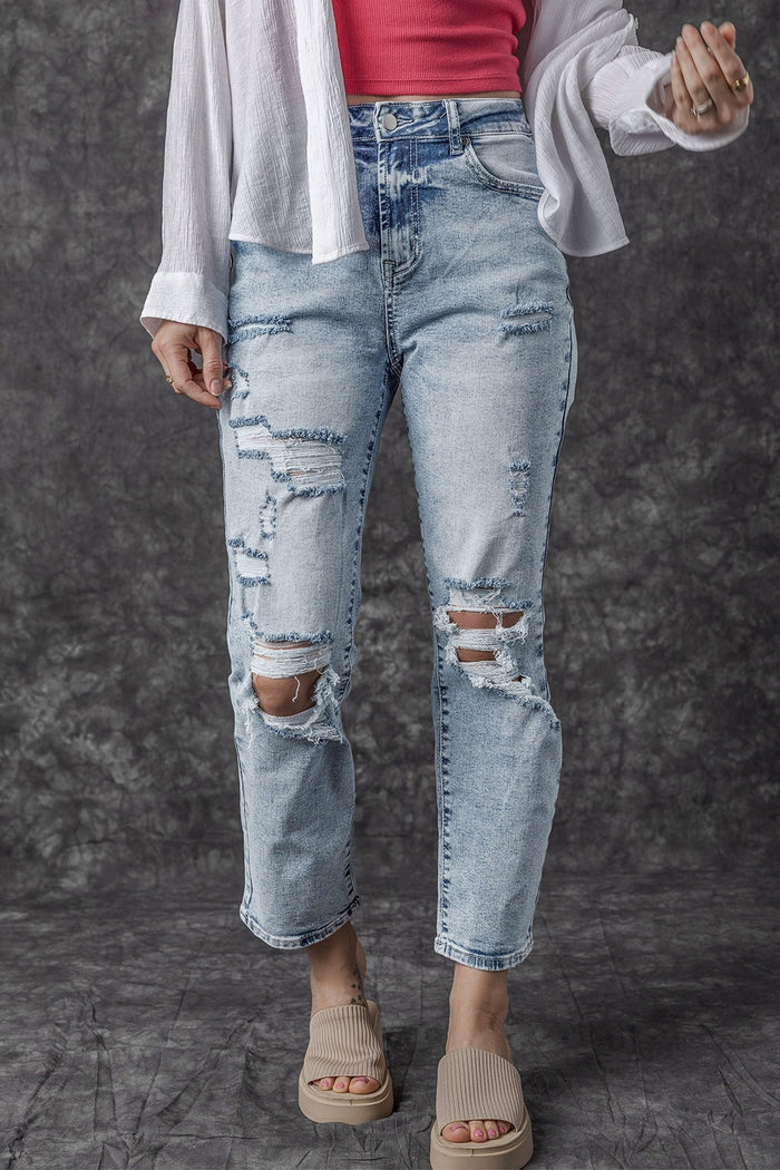 Distressed High Waist Jeans Trandify deal