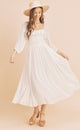 Aemi + Co Women’s Ruffled Smocked Square Neck Balloon Sleeve Dress in [white] – Trendy Summer Dress for USA Women | TrandifyDeal