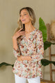 Sew In Love Full Size Wrinkle-Free Floral Notched Top Trandify deal
