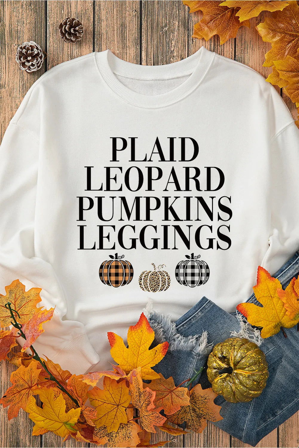 Letter Graphic Round Neck Long Sleeve Sweatshirt Trandify Deal