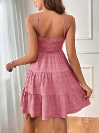 Smocked Tiered Sleeveless Mini Dress Trandify deal