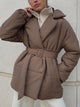Puffer Long Sleeve Winter Coat with Belt Trandify Deal