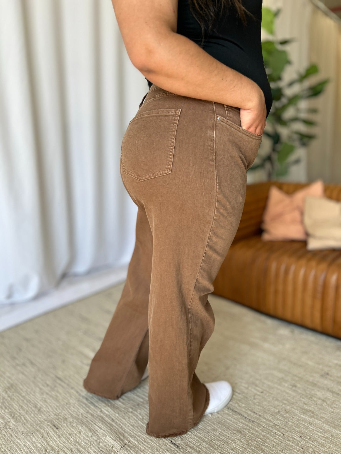 RFM Full Size High Rise Garment Dye Wide Leg Jeans Trandify Deal