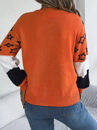 Star Contrast Round Neck Sweater Trandify Deal