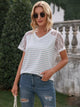 lvy Lane Lace Detail Striped V-Neck T-Shirt Trandify deal