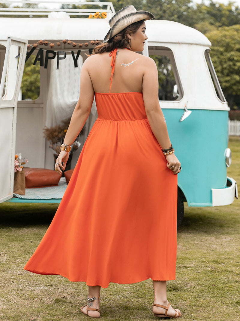 Plus Size Halter Neck Midi Dress Trandify deal