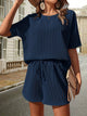 Waffle-Knit Half Sleeve Top and Shorts Set Trandify deal
