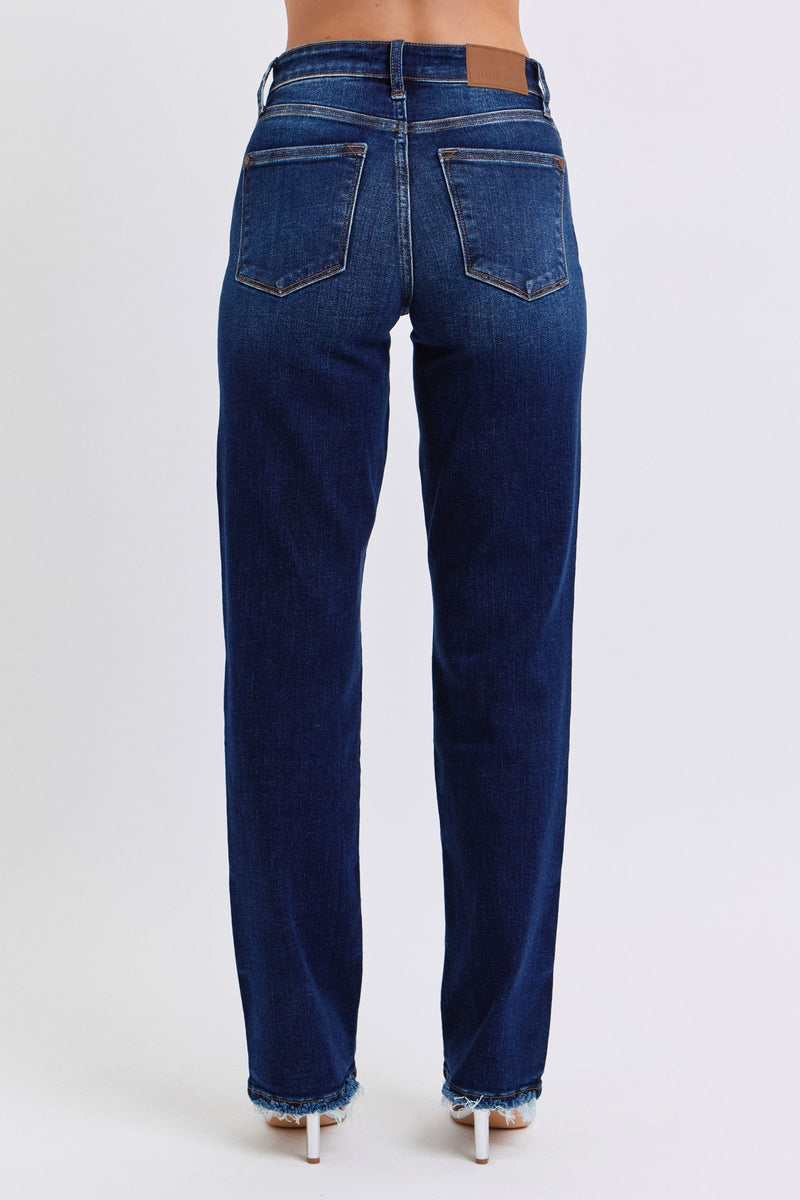 Judy Blue Full Size Raw Hem Straight Leg Jeans Trandify Deal