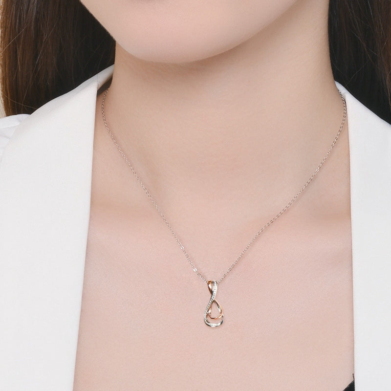 925 Sterling Silver Inlaid Moissanite Infinity Pendant Necklace Trandify deal