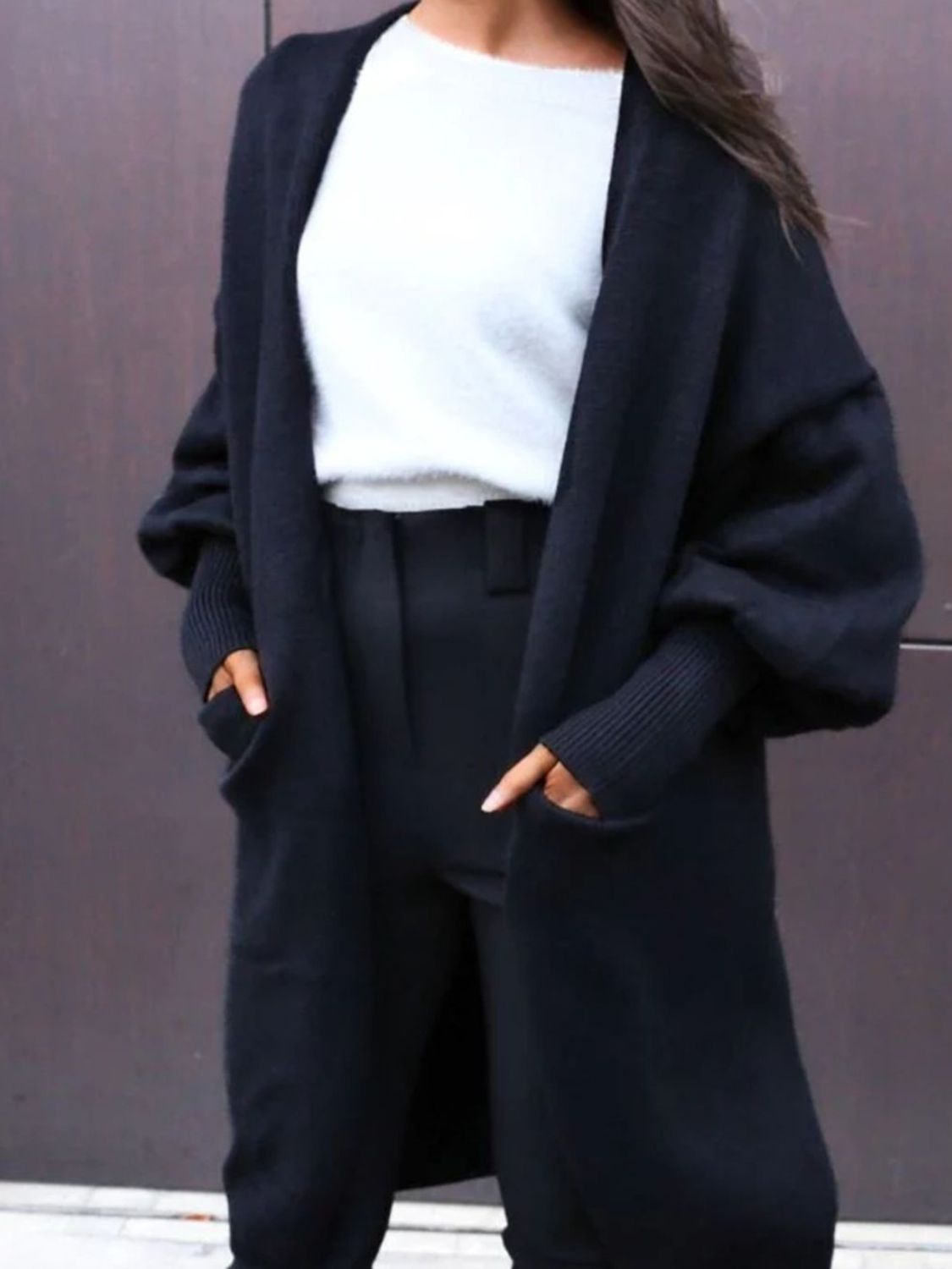 Perfee Open Front Dropped Shoulder Cardigan Trandify Deal
