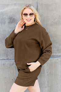 Double Take Full Size Texture Long Sleeve Top and Drawstring Shorts Set Trandify Deal