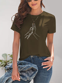 Graphic Round Neck Short Sleeve T-Shirt Trandify deal