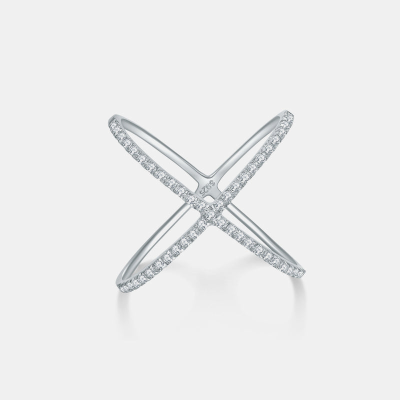 925 Sterling Silver Moissanite Crisscross Ring Trandify Deal