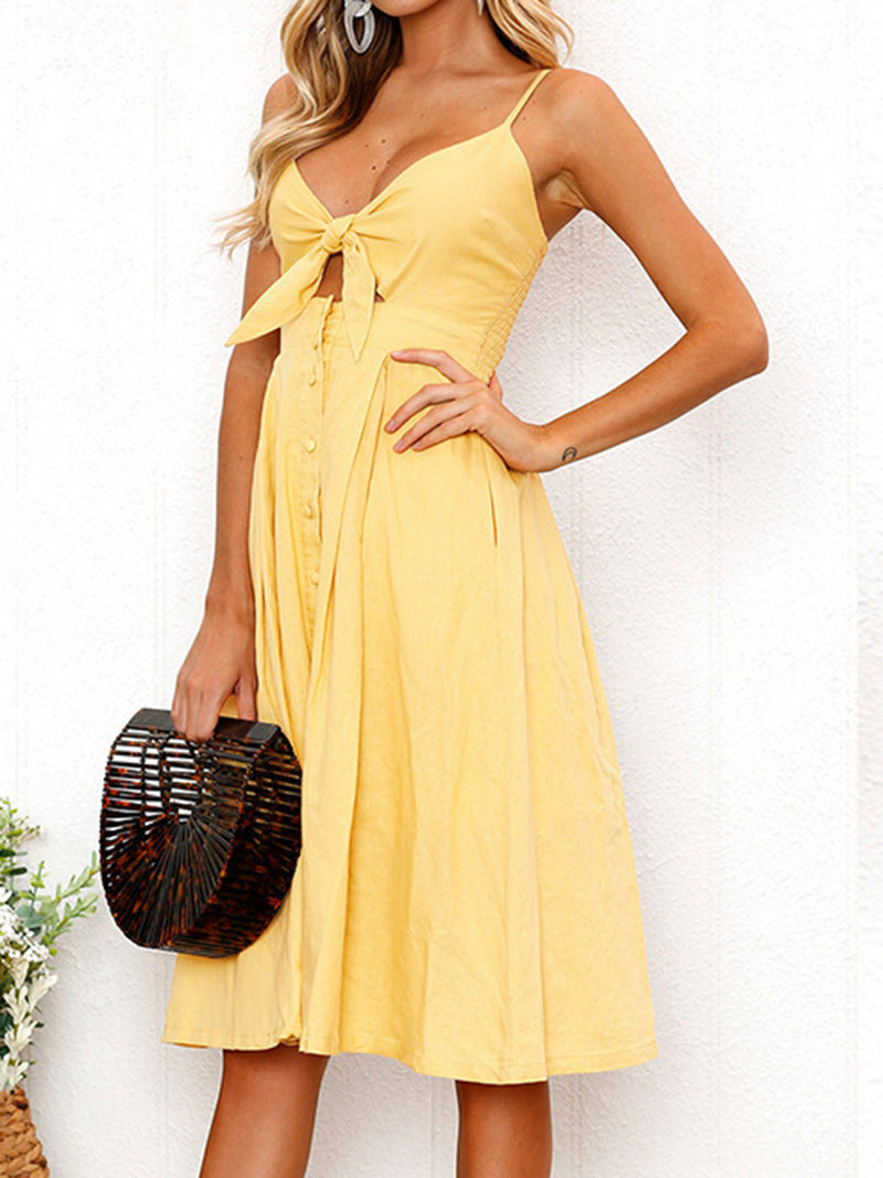Cutout Smocked Sweetheart Neck Cami Dress Trandify deal