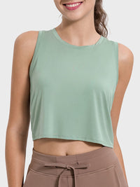 Millennia Drawstring Cutout Round Neck Active Tank Trandify deal
