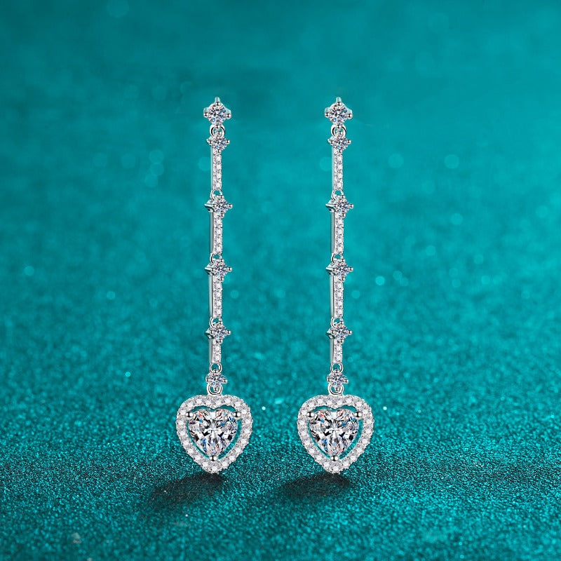 2 Carat Moissanite Zircon 925 Sterling Silver Heart Earrings Trandify Deal