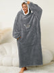 Pocketed Contrast Long Sleeve Hooded Lounge Dress Trandify Deal